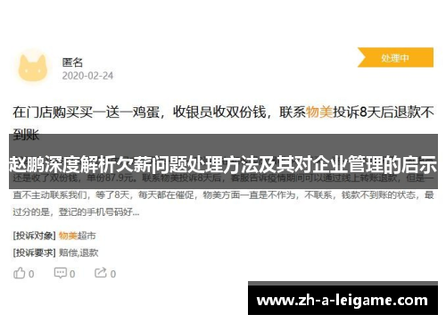 赵鹏深度解析欠薪问题处理方法及其对企业管理的启示 赵鹏深度解析欠薪问题处理方法及其对企业管理的启示